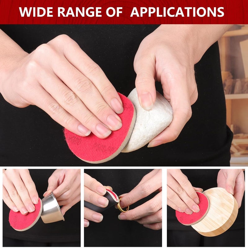 Shineboc 20Pcs 3 Inch Hook and Loop Sanding Sponge Disc with Buffer Backing 180 Grit Wet or Dry Sanding Sheets Reusable Hand Sander Sandpaper - Curved Surface Sanding Pads for Automotive Wood Metal - Image 5